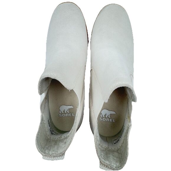 Sorel Out N About SlipOn Womens Booties Sz 7.5 WdgeHeel Chalk White Suede Boots - Picture 5 of 8